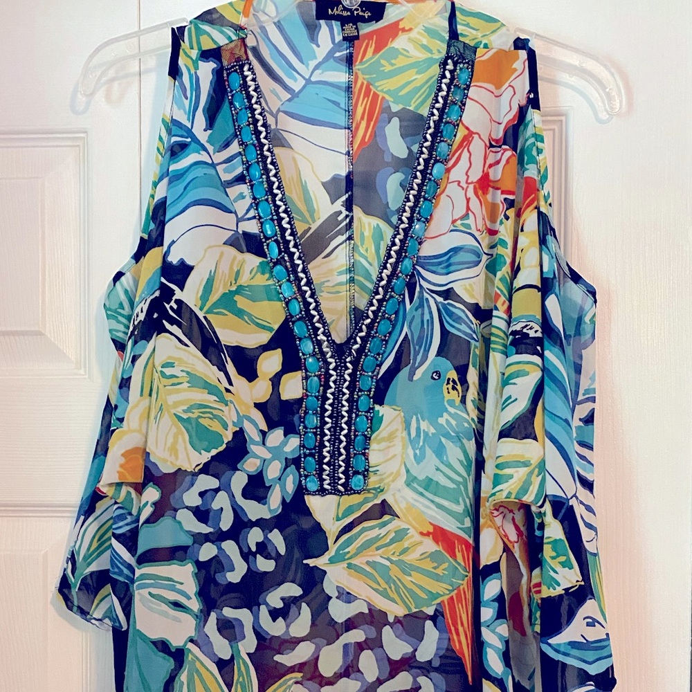 Sheer cold shoulder top